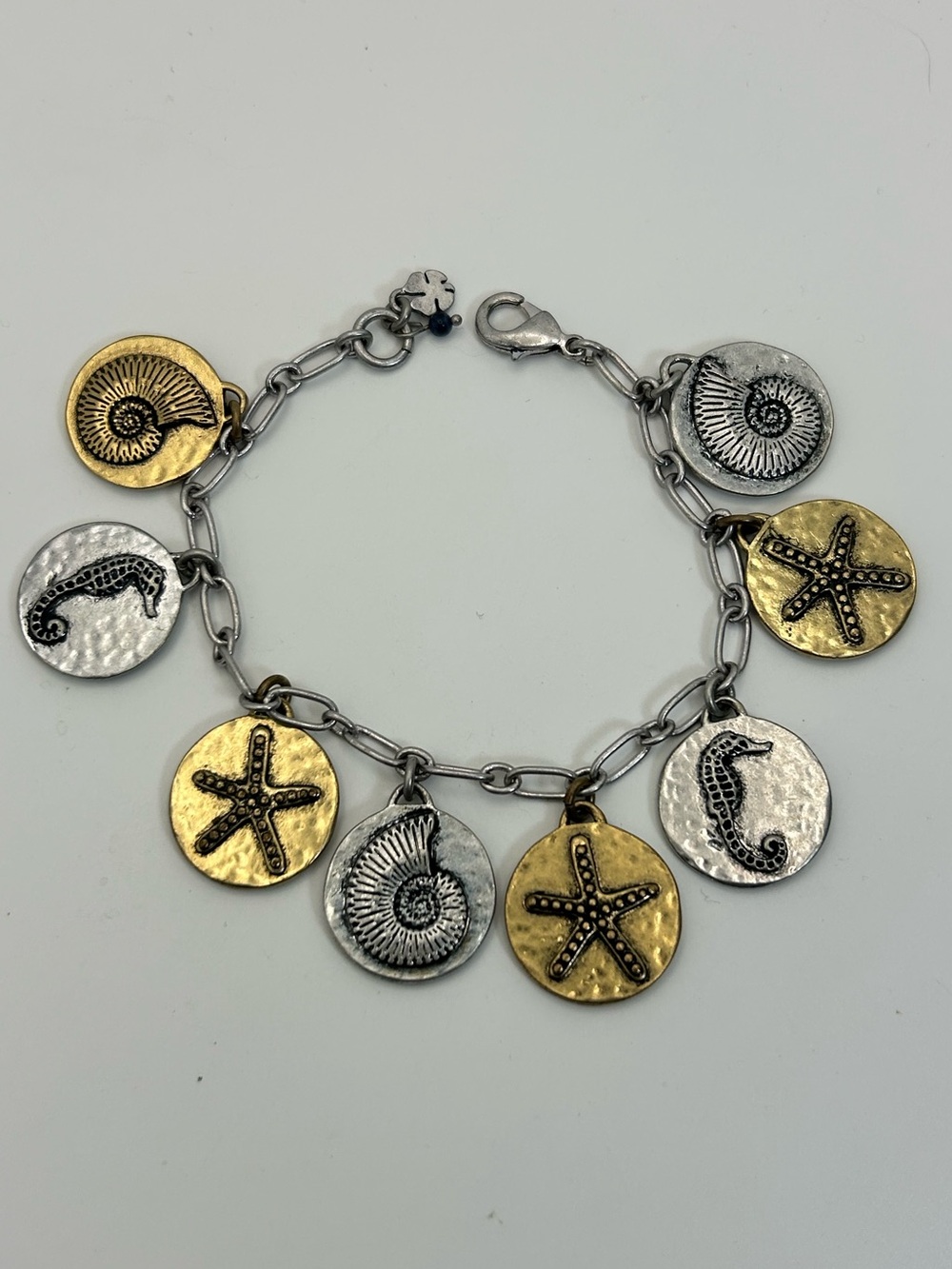 Lucky Brand Coastal Charm Bracelet Mixed Metal Starfish Seahorse Nautilus Shell
